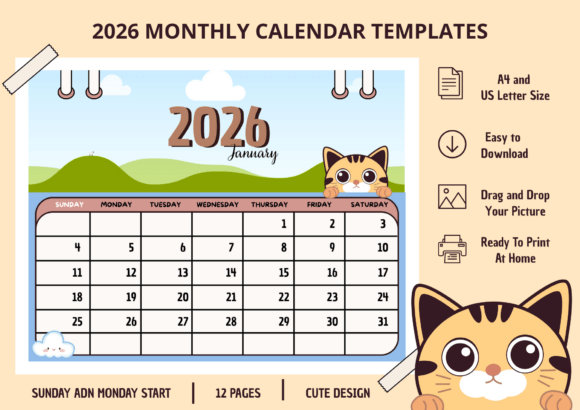 Download 2026 Monthly Custom Canva Frame Calendar - Custom canva frame Collection