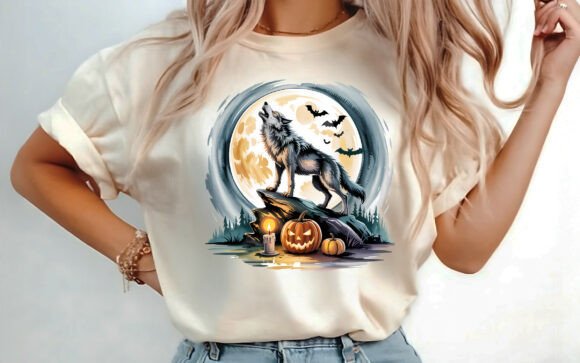 Download Wolf Halloween Pumpkins Watercolour PNG - Pumpkins Collection