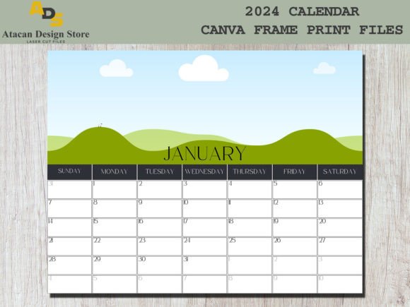 Download Monthly 2024 Calendar Custom Canva Frame - Custom canva frame Collection